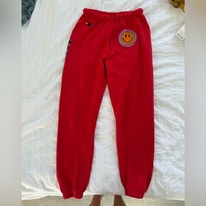 Unisex Aviator Nation Aspen Jazz Snowmass Red Smiley Sweatpants